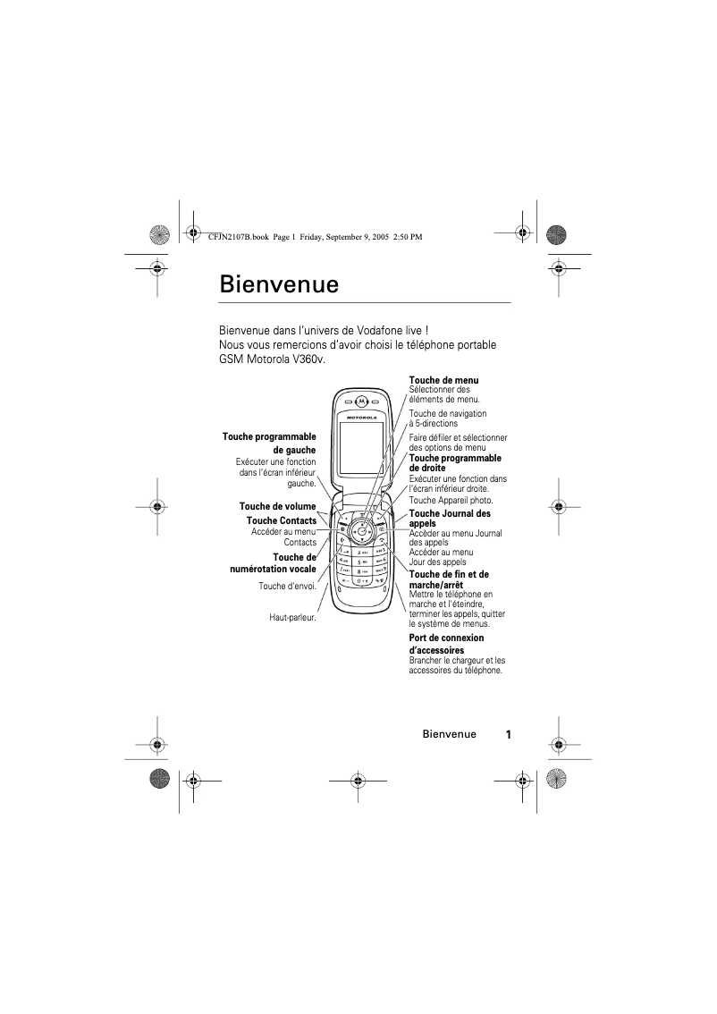 Image de la première page du manuel de l'appareil V360v