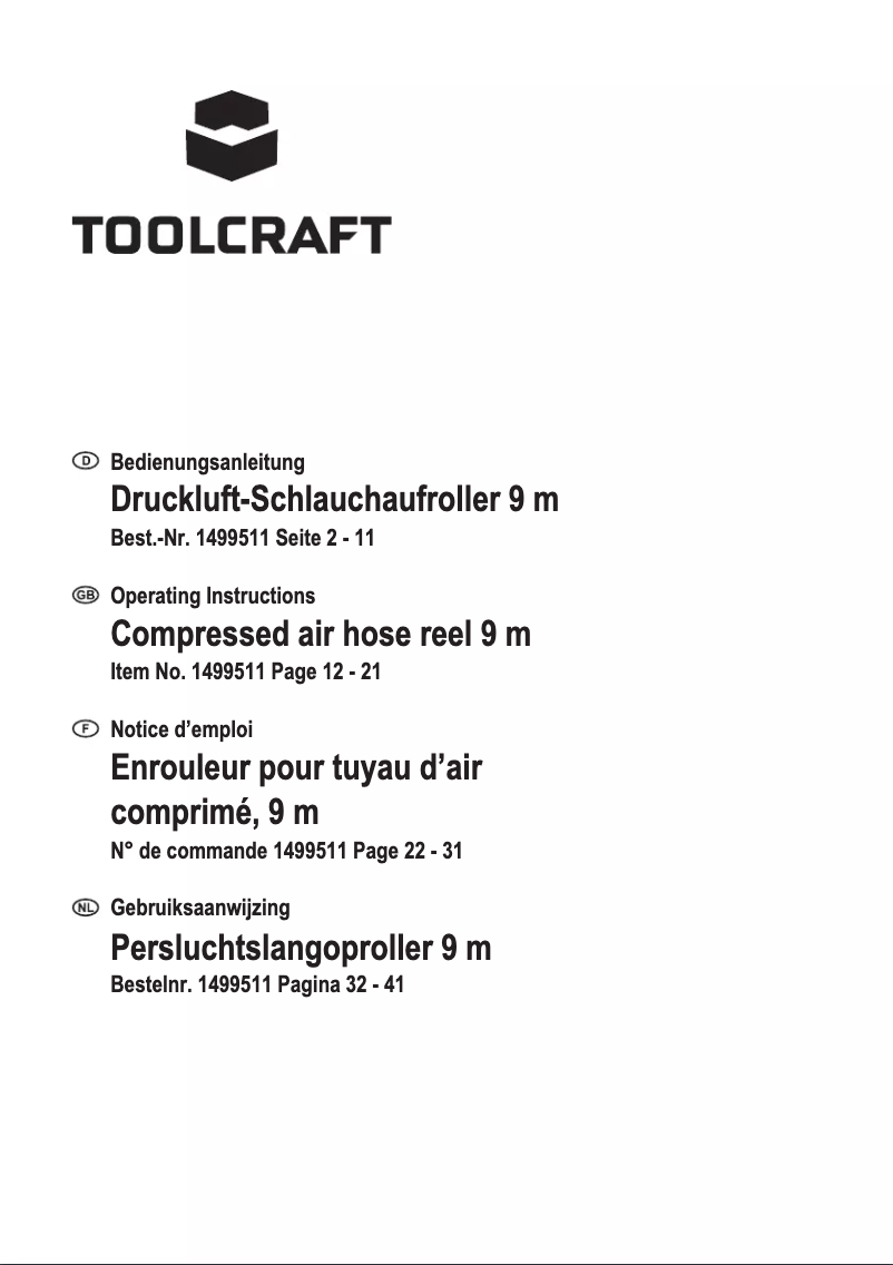 Page 1 de la notice Manuel utilisateur Toolcraft 1499511