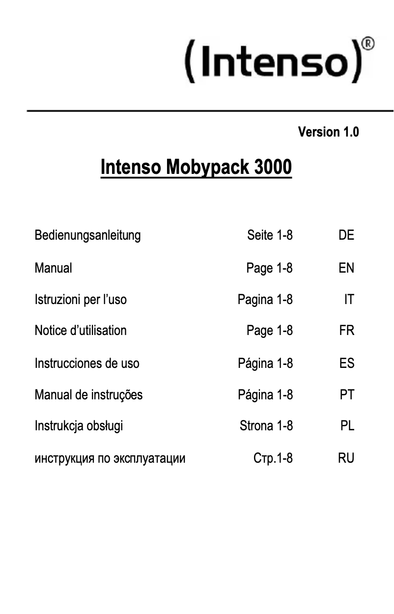 Page 1 de la notice Manuel utilisateur Intenso Mobypack 5200