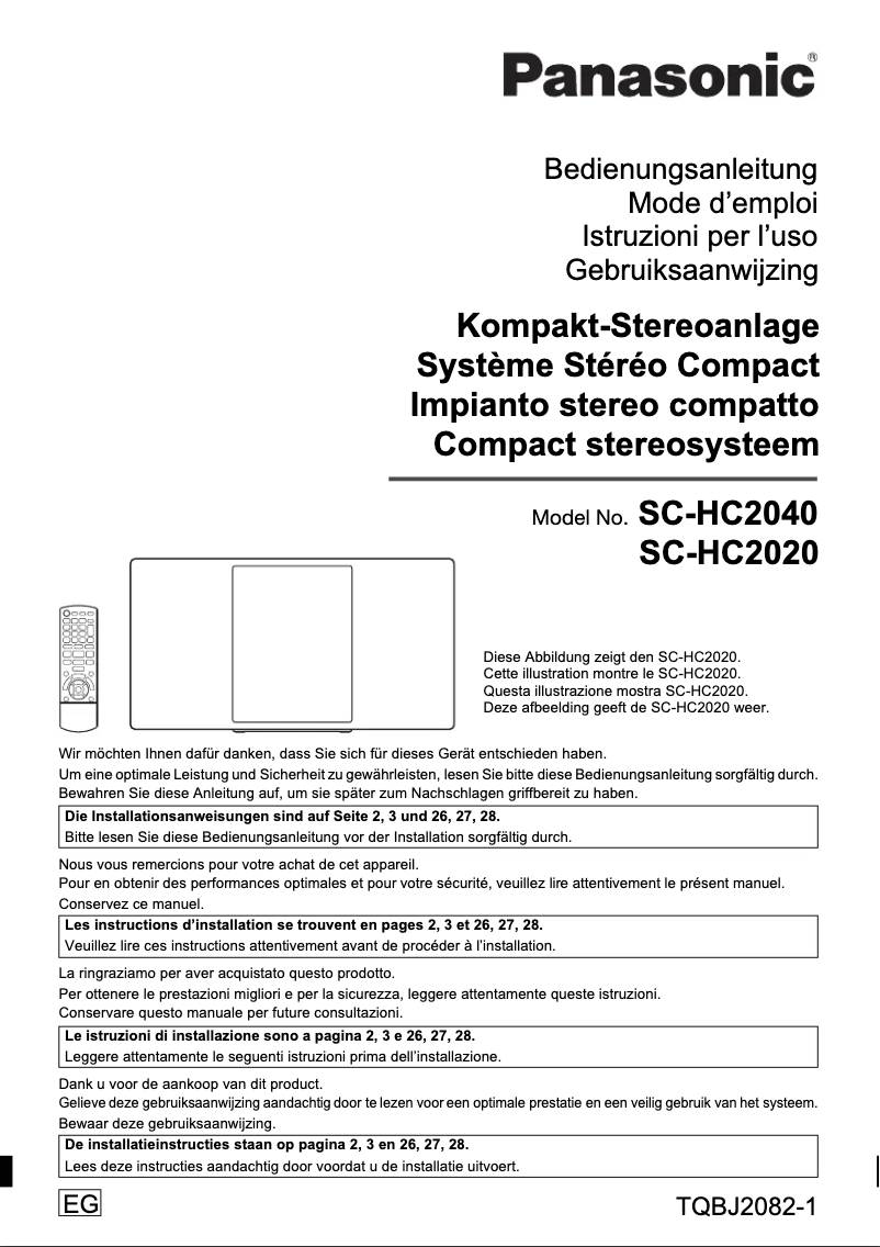 Page n°1 - Manuel utilisateur Panasonic SC-HC2020