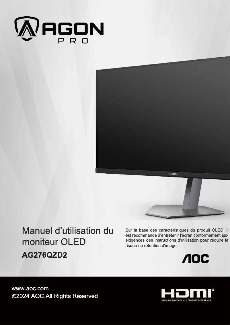 Page n°1 - Manuel utilisateur AOC AGON Pro AG276QZD2