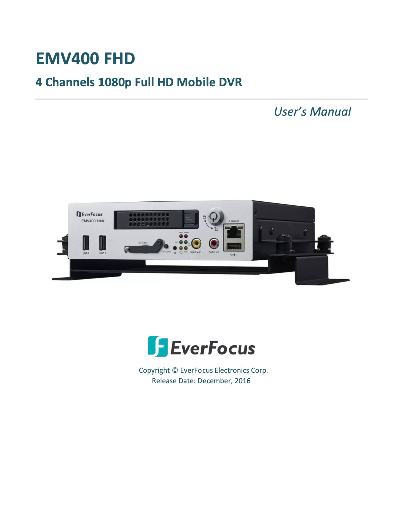 Page n°1 - Manuel utilisateur EverFocus EMV400FHD