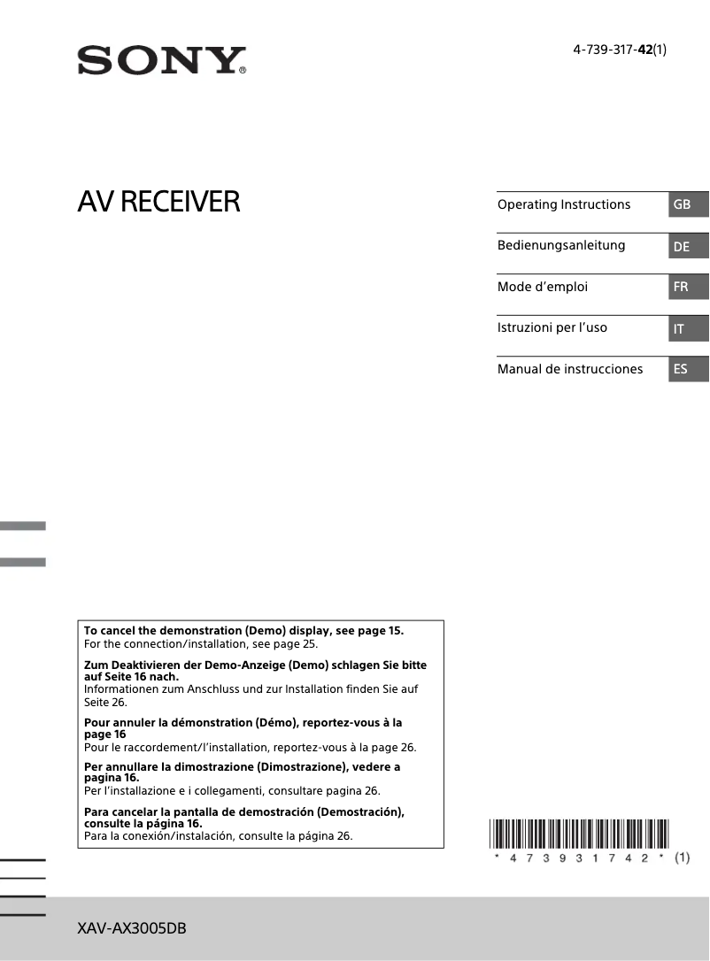 Image de la première page du manuel de l'appareil DSX-A310DAB