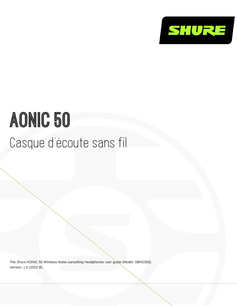 Page n°1 - Manuel utilisateur Shure AONIC 50