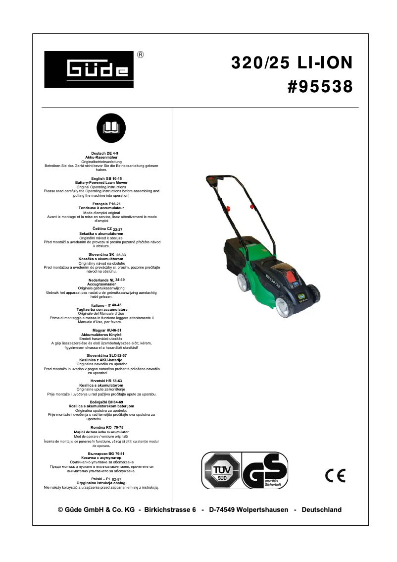 Página 1 del manual Manual de usuario Güde 320/25