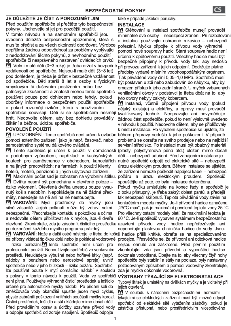 Page 1 de la notice Instructions de sécurité Indesit DIO 3C24 AC E