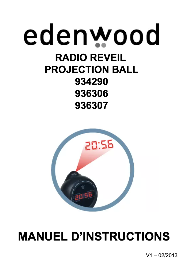 Page 1 de la notice Manuel utilisateur Edenwood Projection Ball 936306