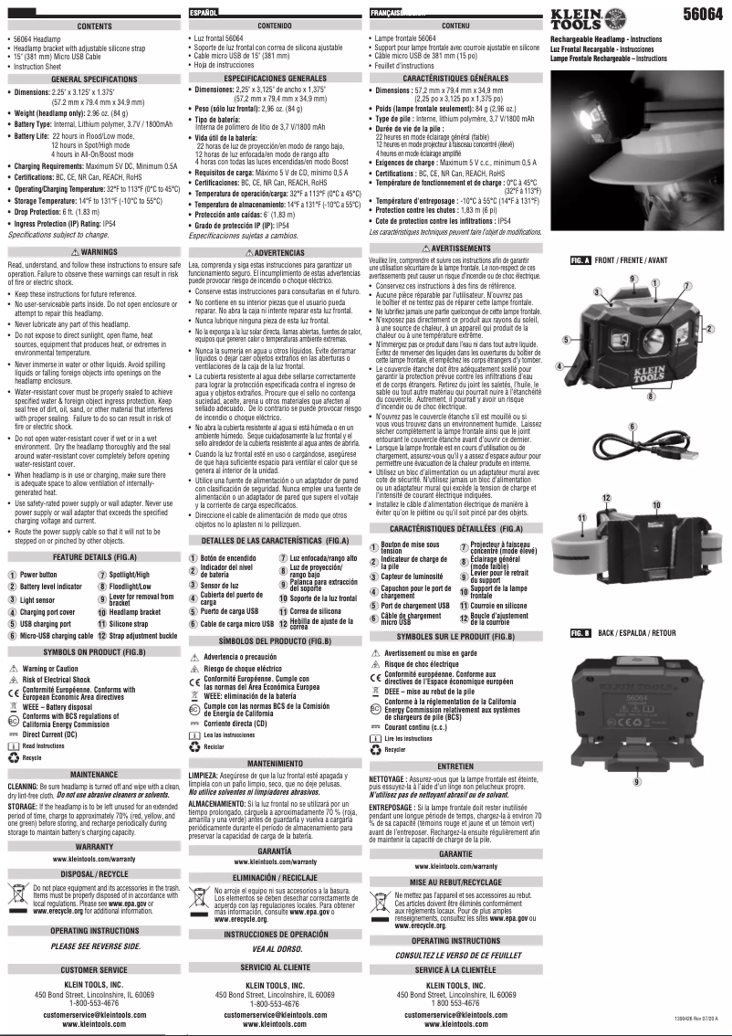 Page 1 de la notice Manuel utilisateur Klein Tools 56064