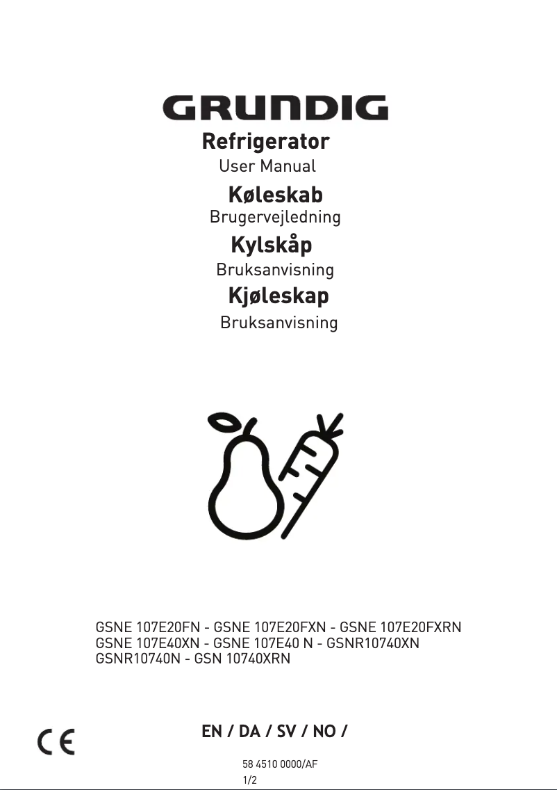 Page n°1 - Manuel utilisateur Grundig GSNE 107E20FXRN