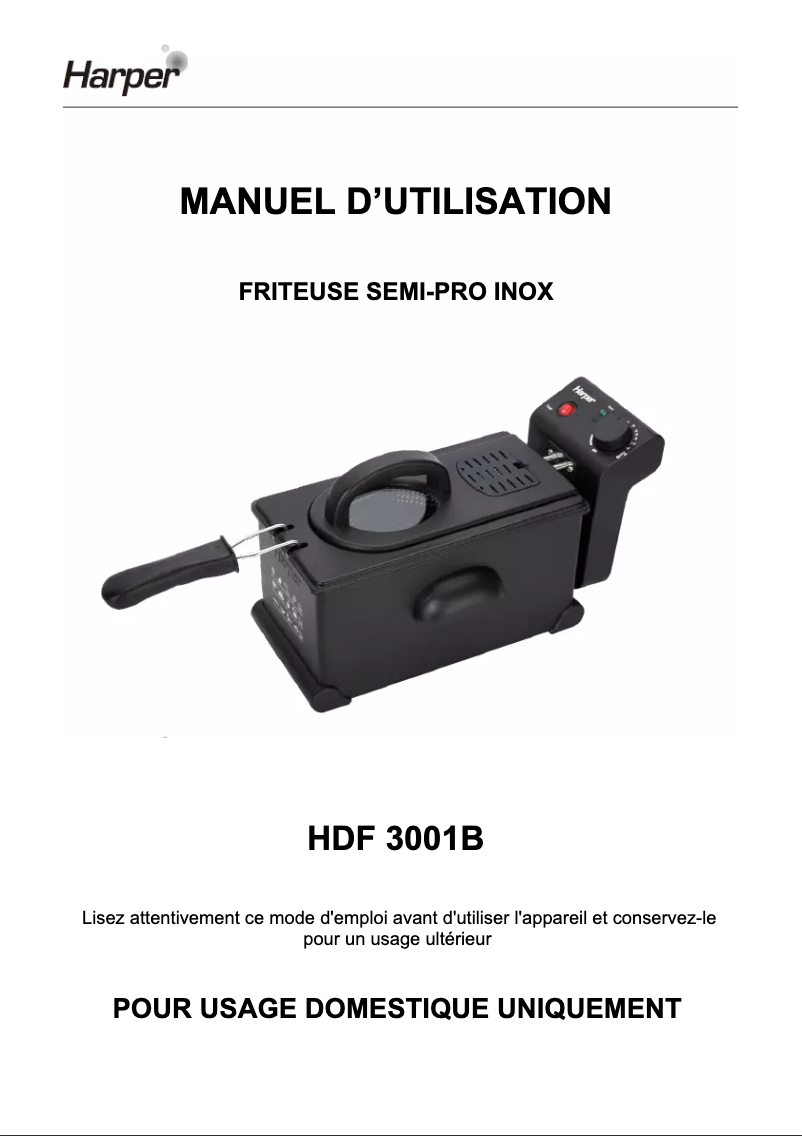 Image de la première page du manuel de l'appareil HDF3001B