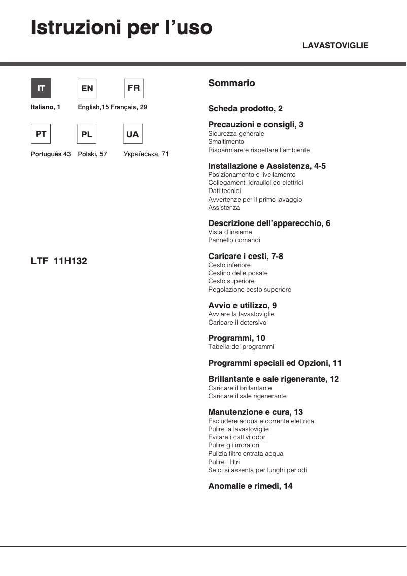 Image de la première page du manuel de l'appareil LTF 11H132 O EU