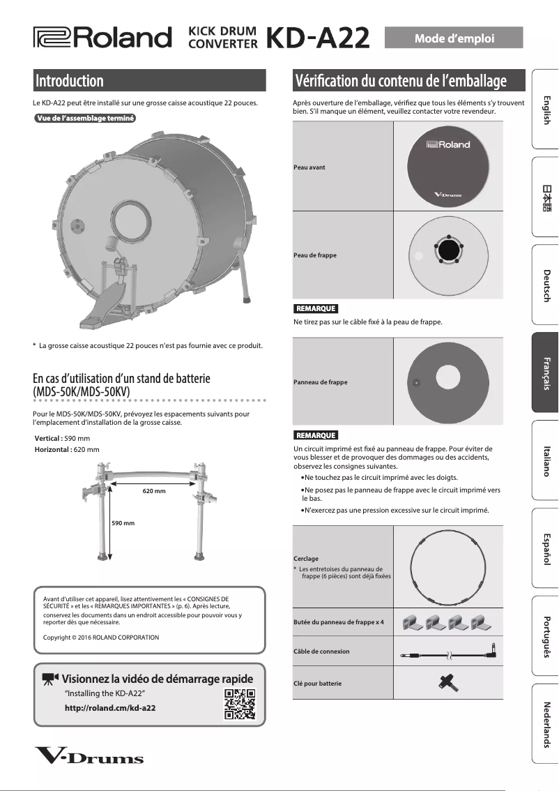 Image de la première page du manuel de l'appareil KD-A22