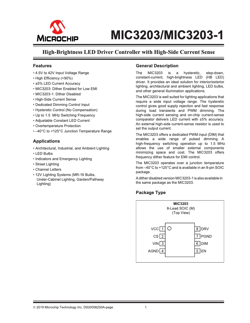 Página 1 del manual Manual de usuario Microchip MIC3203