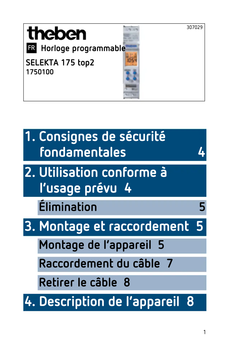 Image de la première page du manuel de l'appareil Selekta 175 top2