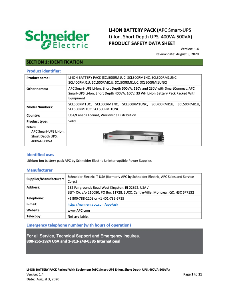 Page n°1 - Instructions de sécurité APC Smart-UPS SCL500RMI1U