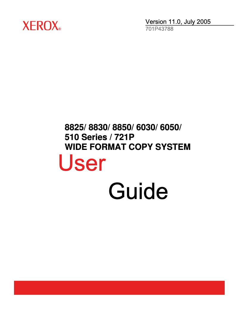 Page 1 de la notice Manuel utilisateur Xerox 8850