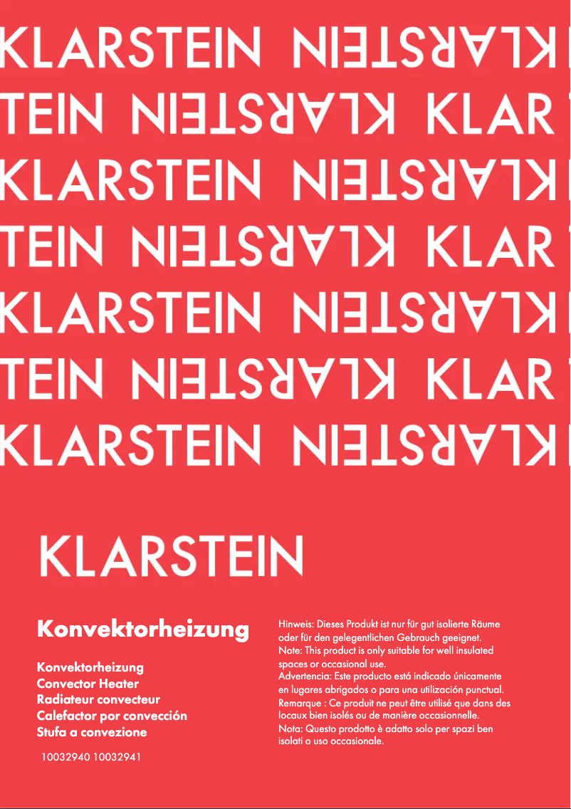 Page 1 de la notice Manuel utilisateur Klarstein 10032941