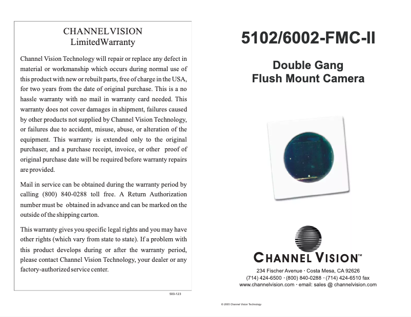 Page 1 de la notice Manuel utilisateur Channel Vision 6002FMC2