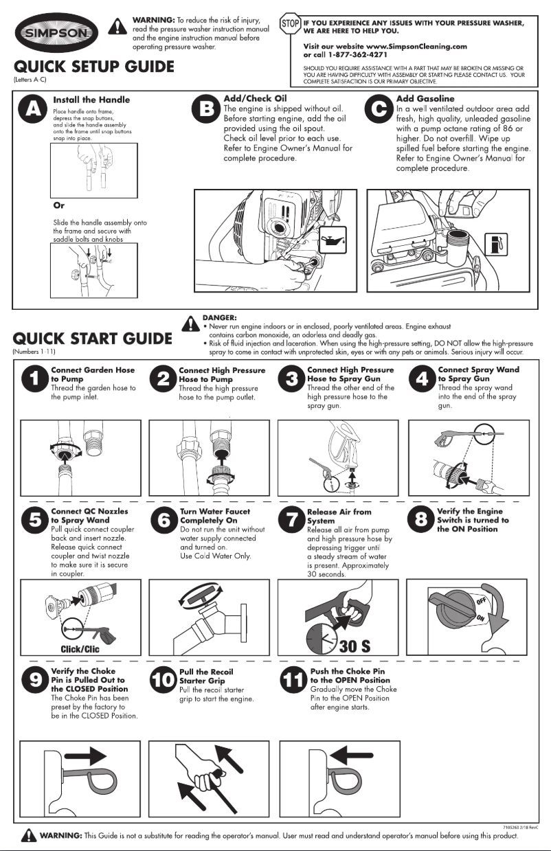 Page n°1 - Guide de démarrage rapide Simpson Megashot MS31025HT