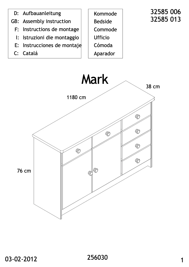 Page n°1 - Manuel utilisateur JYSK Tange (118x77x38)