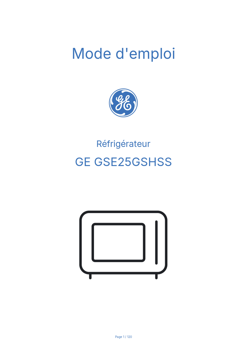 Image de la première page du manuel de l'appareil GSE25GSHSS