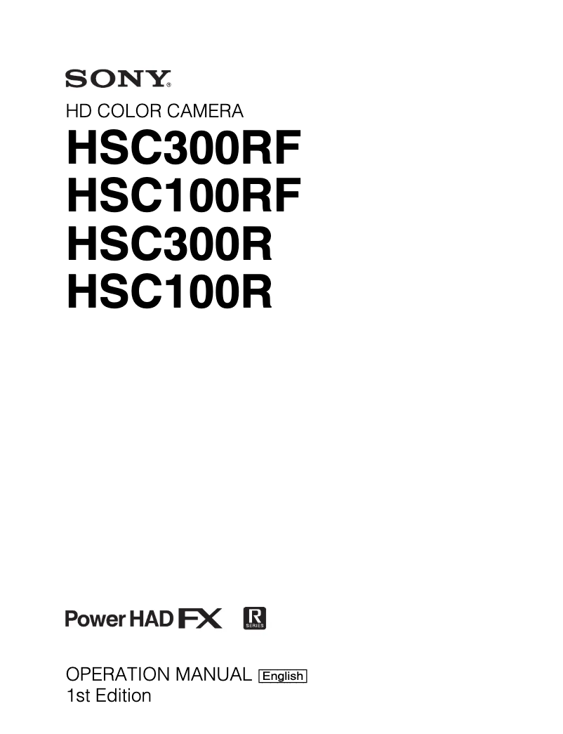 Page 1 de la notice Manuel utilisateur Sony HSC-300RF