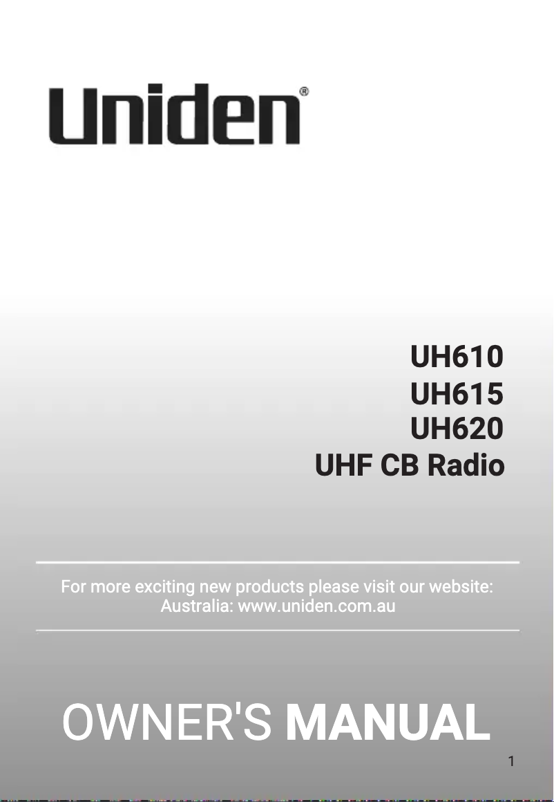 Page 1 de la notice Manuel utilisateur Uniden UH610