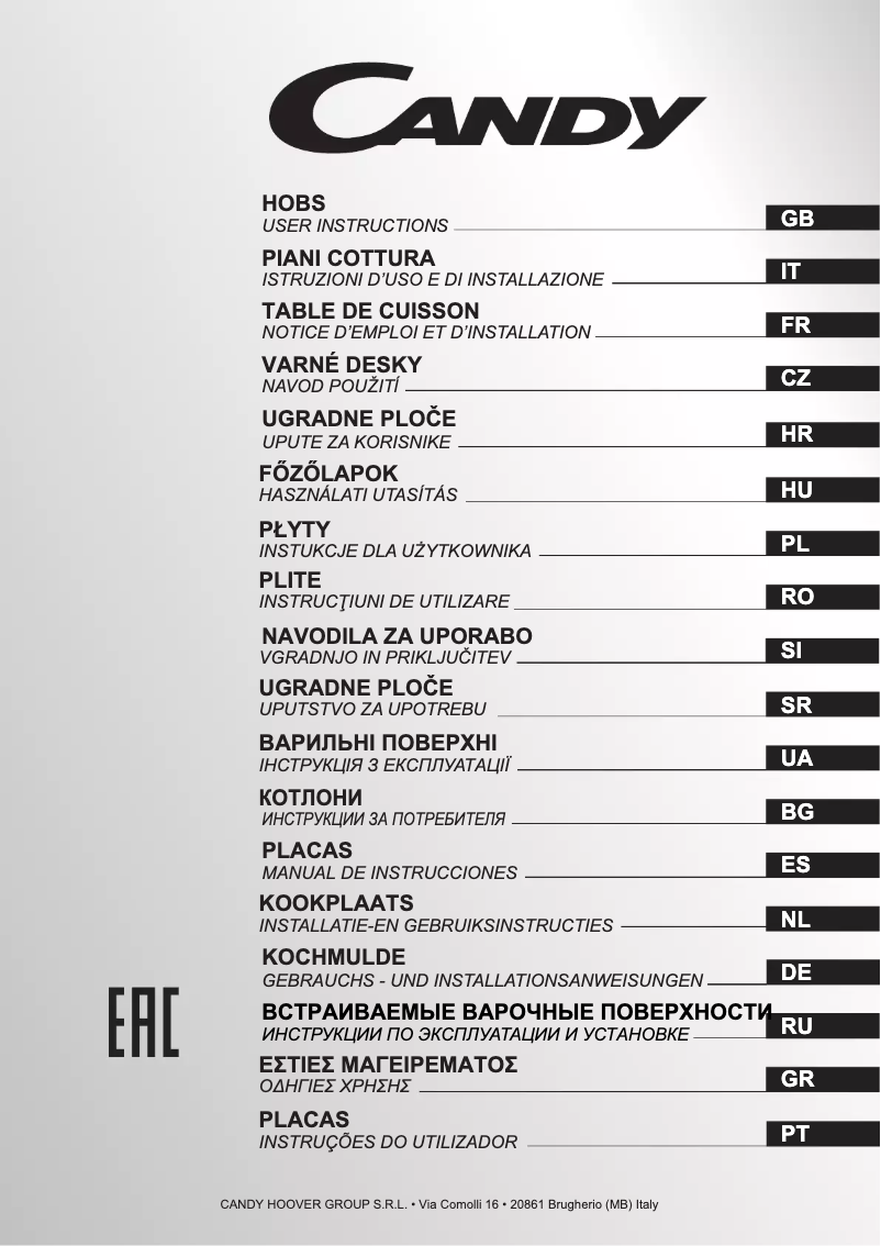 Page n°1 - Manuel utilisateur Candy CEHOPK60X/E