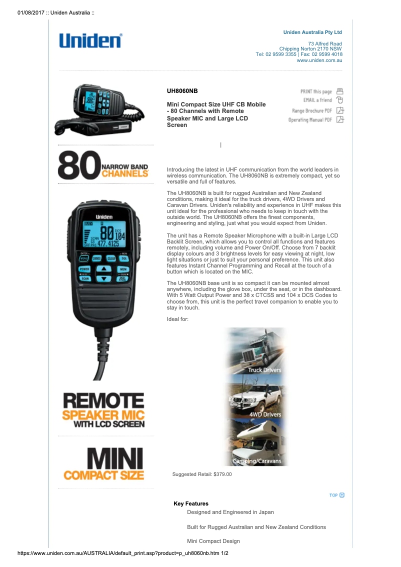 Image de la première page du manuel de l'appareil UH8060NB