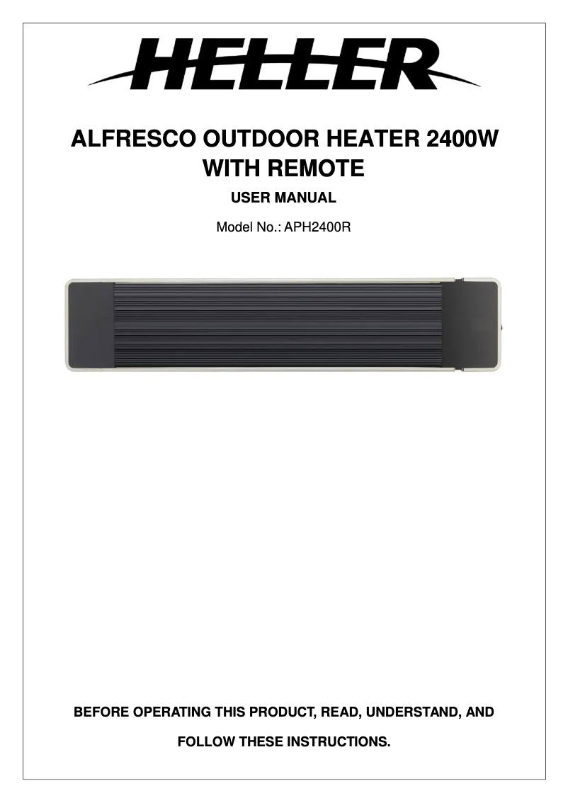 Page 1 de la notice Manuel utilisateur Heller APH2400R