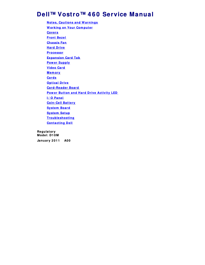 Page n°1 - Manuel utilisateur Dell Vostro 460