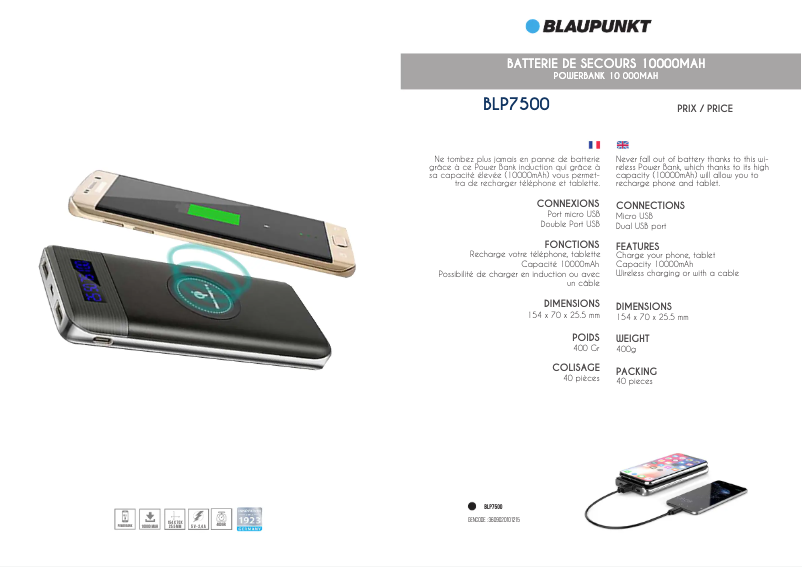Page 1 de la notice Manuel utilisateur Blaupunkt BLP7500