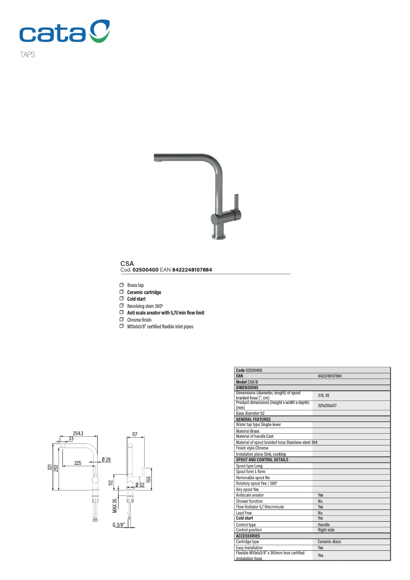 Page 1 de la notice Manuel utilisateur CATA CSA