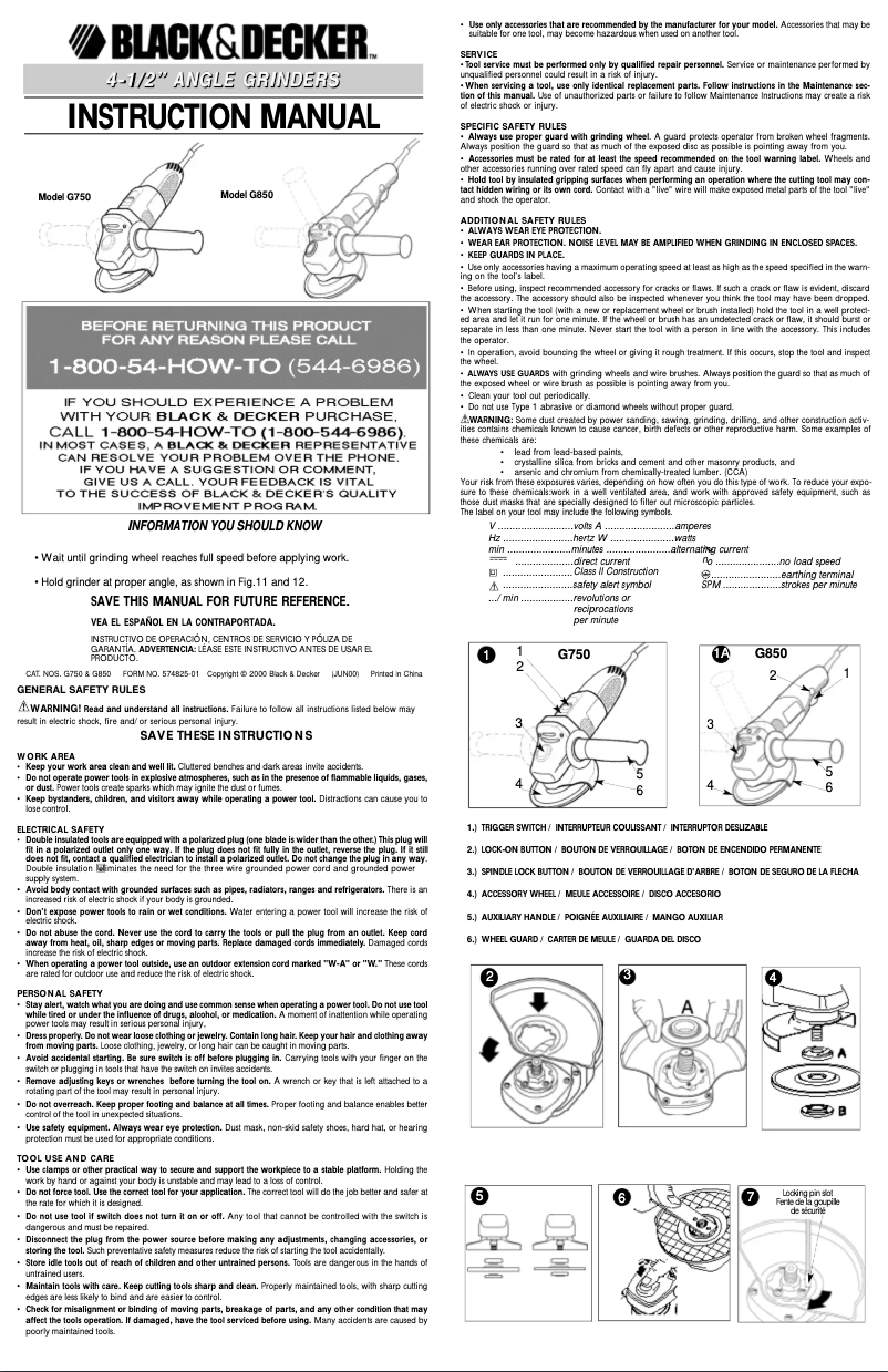 Page 1 de la notice Manuel utilisateur Black & Decker G750