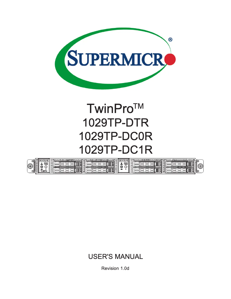 Image de la première page du manuel de l'appareil SuperServer 1029TP-DTR
