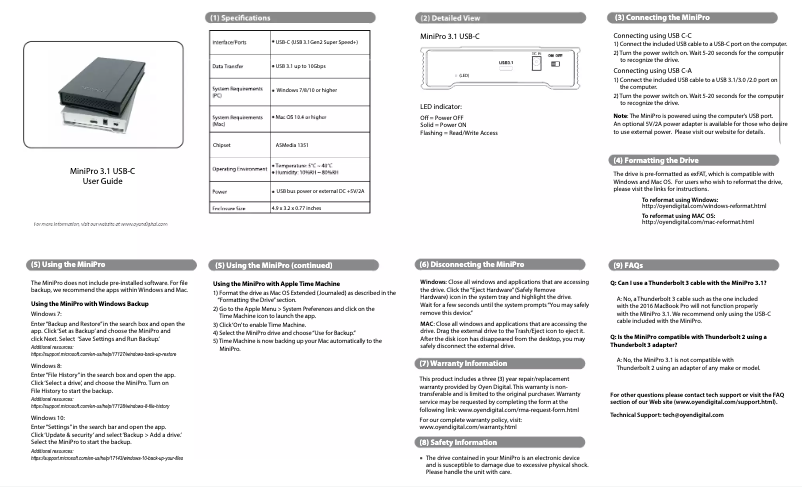 Image de la première page du manuel de l'appareil MiniPro Dura