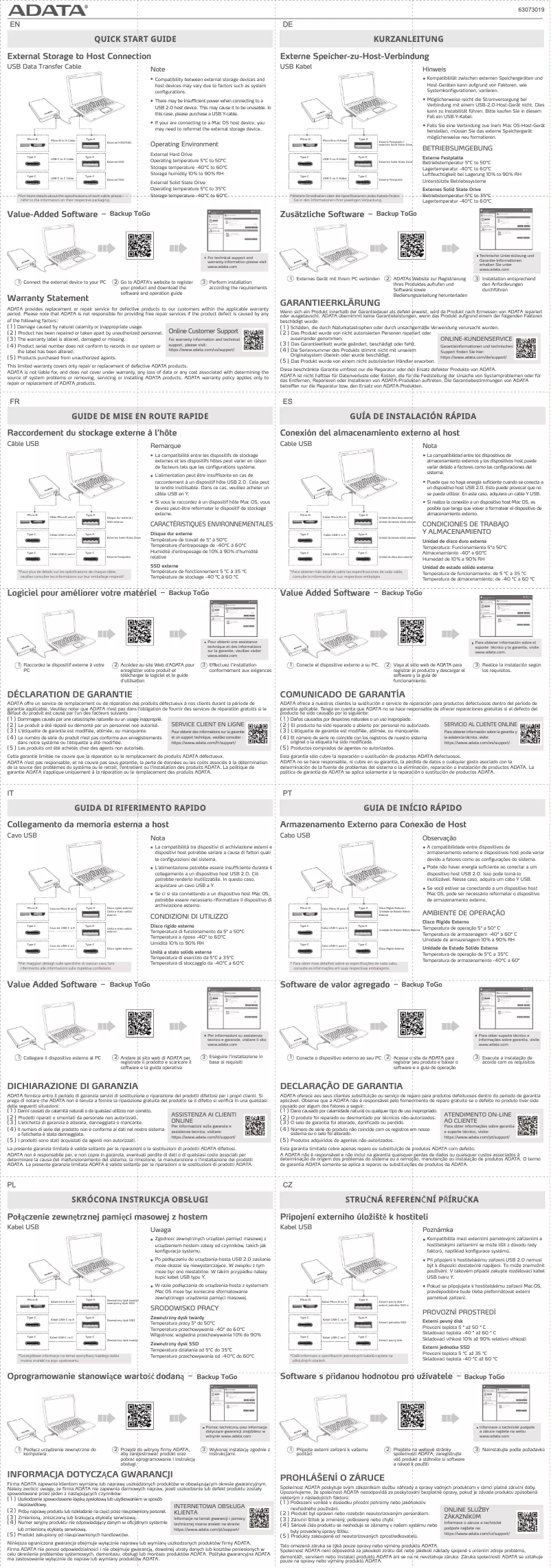 Page 1 de la notice Manuel utilisateur ADATA SD620