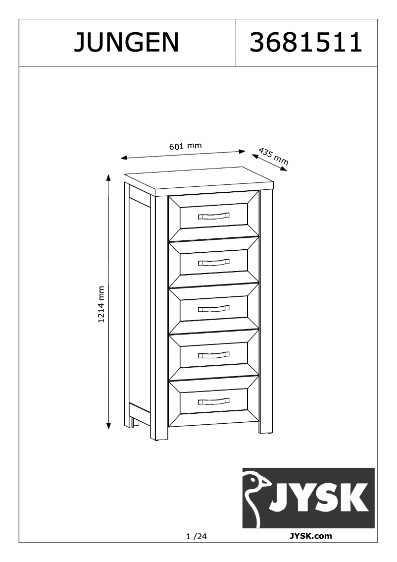 Page n°1 - Manuel utilisateur JYSK Jungen (60x122x44)