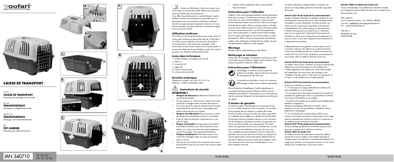 Page 1 de la notice Manuel utilisateur Zoofari IAN 340710