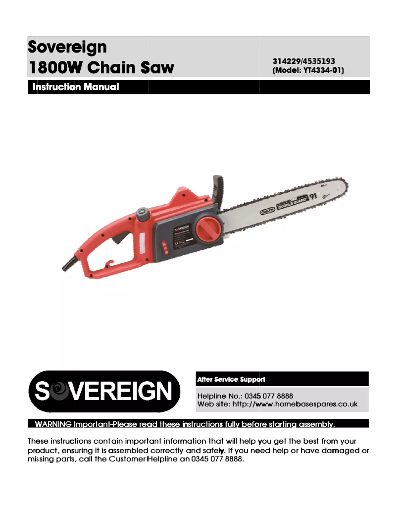 Page n°1 - Manuel utilisateur Sovereign YT4334-01