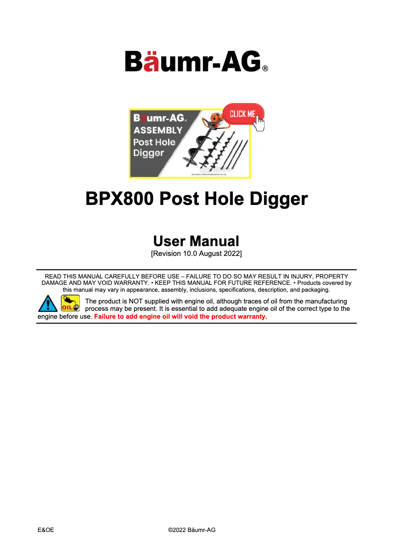 Imagen de la primera página del manual del dispositivo BPX-800