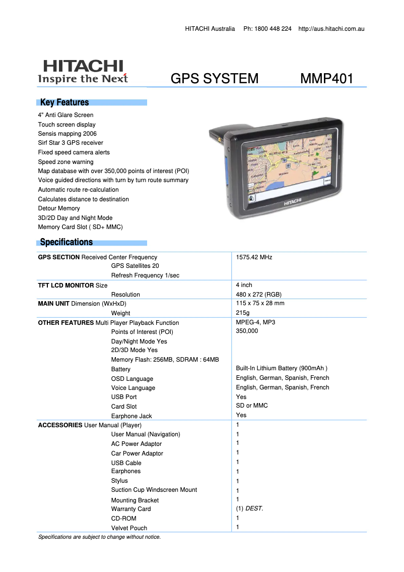 Image de la première page du manuel de l'appareil MMP401