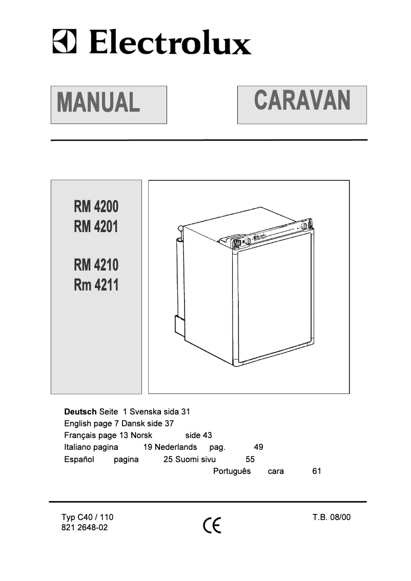 Page n°1 - Manuel utilisateur Dometic RM 4210