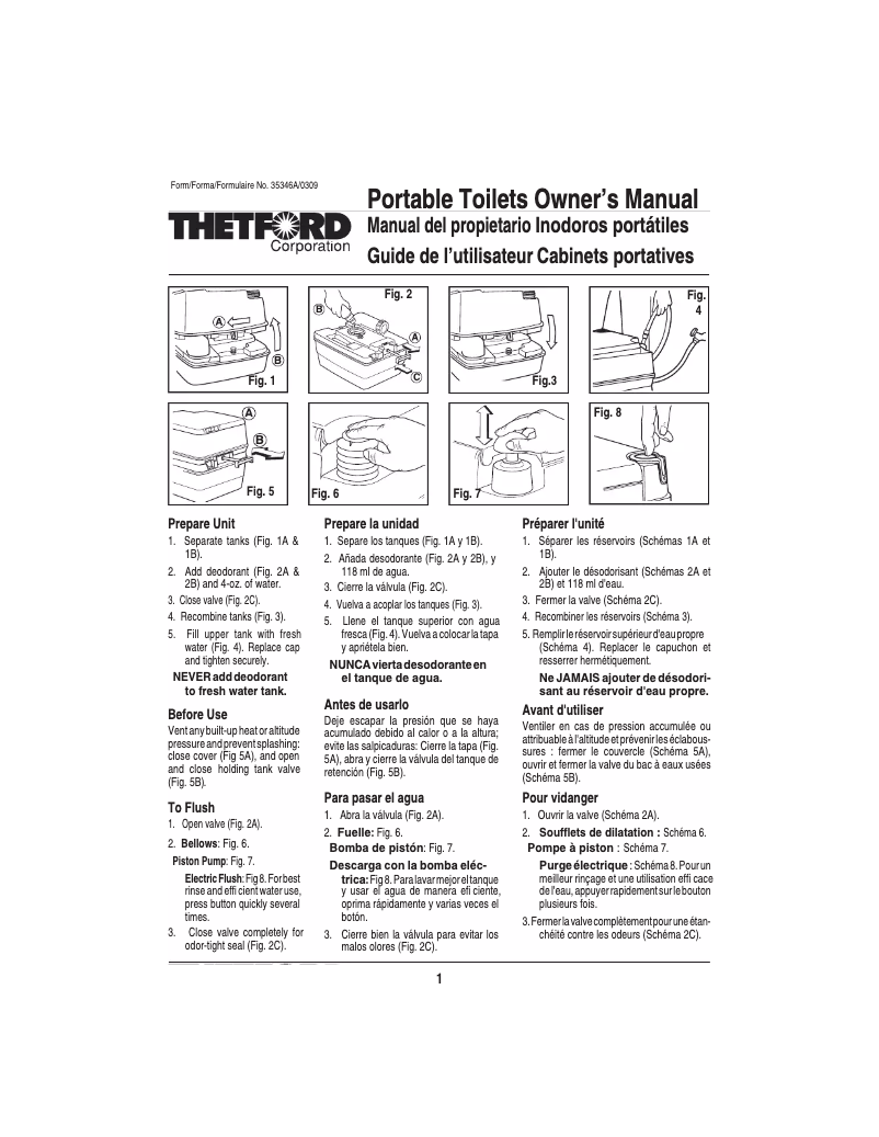 Page n°1 - Manuel utilisateur Thetford Porta Potti 155