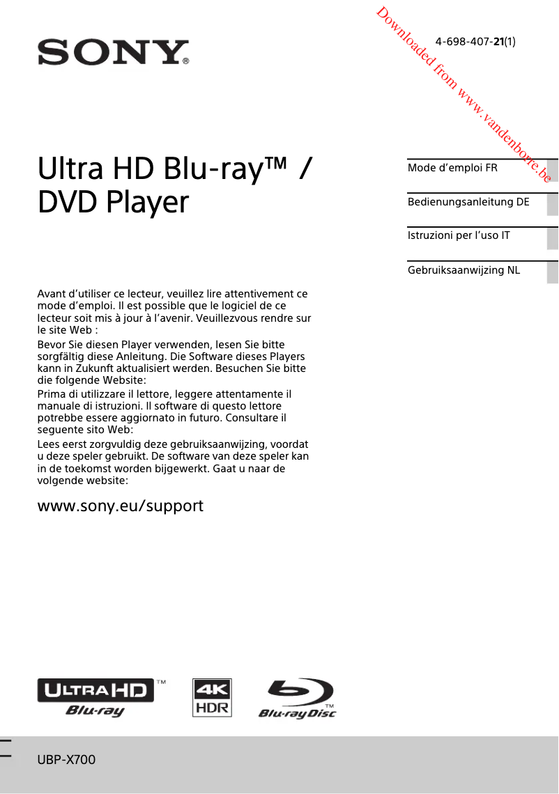 Página 1 del manual Manual de usuario Sony UBP-X700B