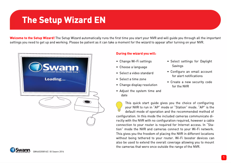 Image de la première page du manuel de l'appareil SWNVK-460KH2
