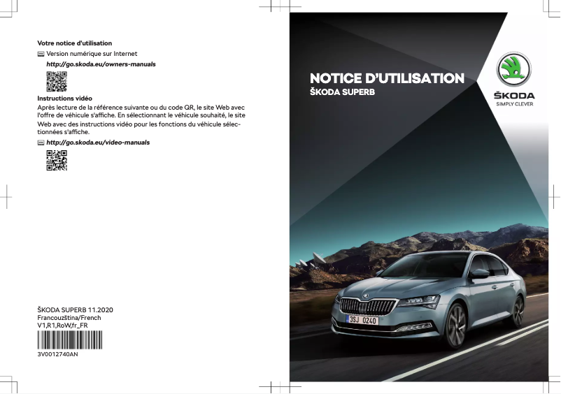Page 1 de la notice Manuel utilisateur Skoda Superb (2020)