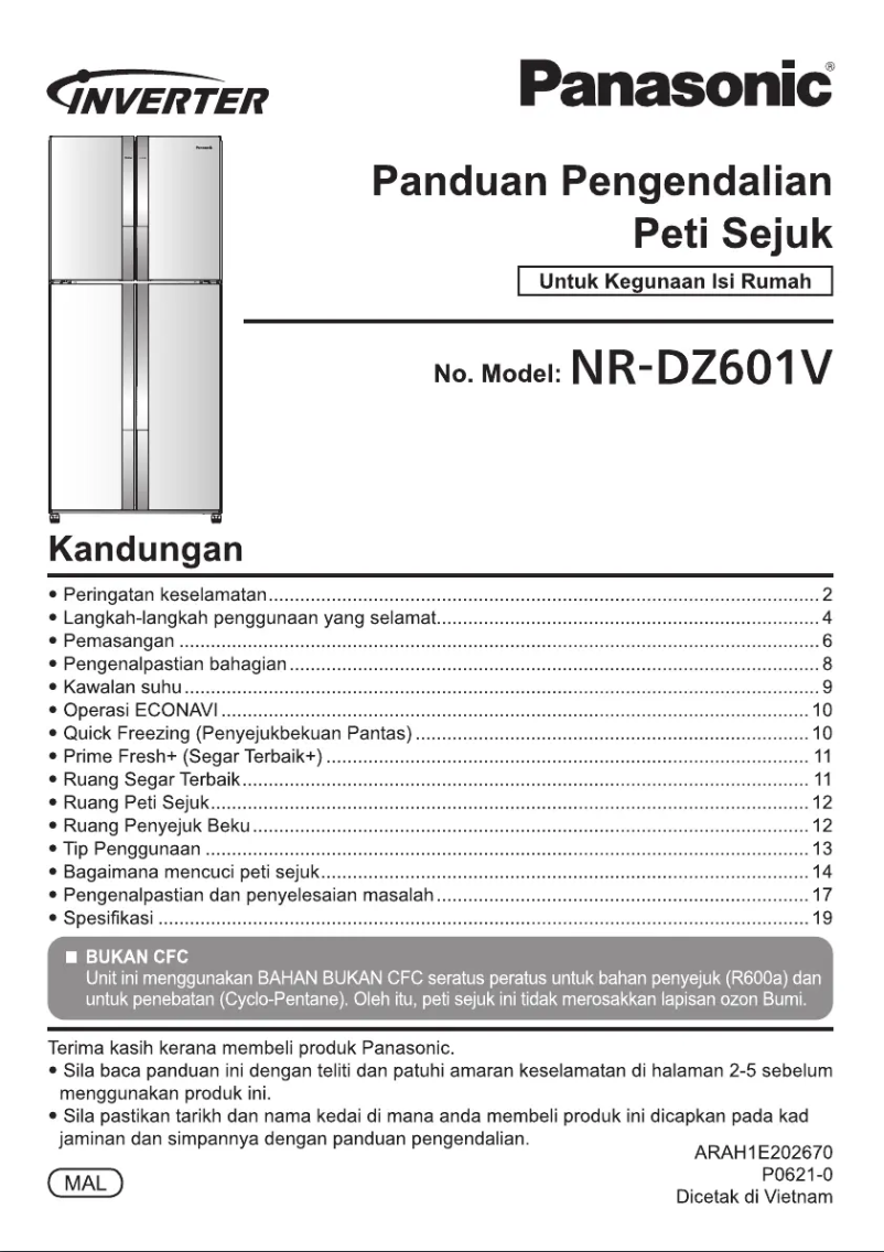 Page 1 de la notice Manuel utilisateur Panasonic NR-DZ601V