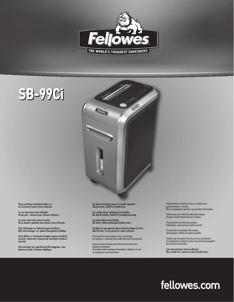 Page n°1 - Manuel utilisateur Fellowes Intellishred SB-99Ci