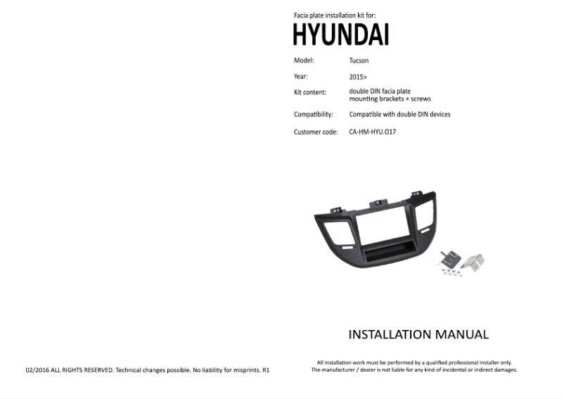 Page n°1 - Manuel utilisateur Pioneer CA-HM-HYU.017